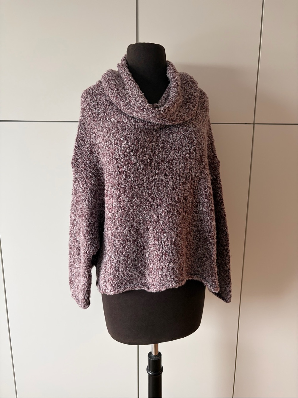 Free People BFF Cowl Neck Sweater Brown Burgundy Oversized XS